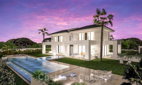 Fantastische nieuwe eigentijdse villa met zeezicht te koop, naast een prestigieus golfresort in Benahavis - Marbella 22080