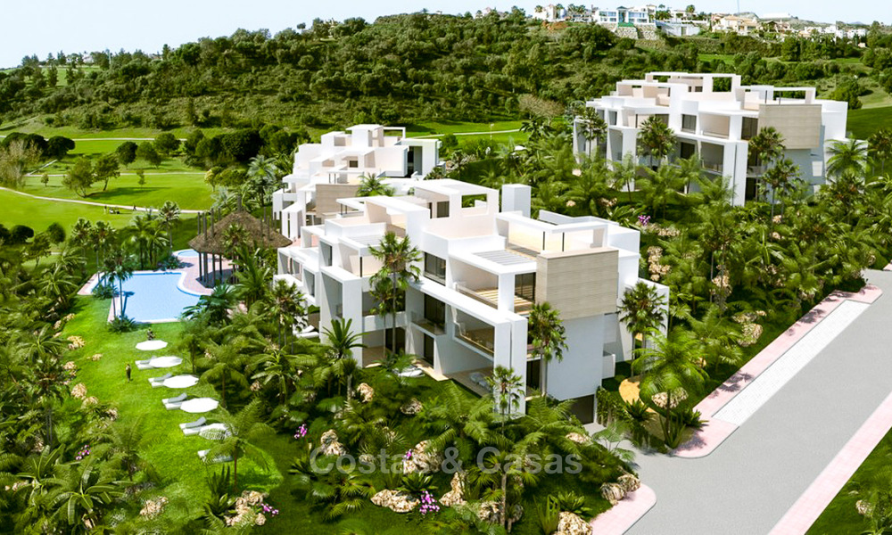 Modern 3 slaapkamer appartement te koop met zeezicht in een eerstelijns golf complex in Benahavis - Marbella 32554