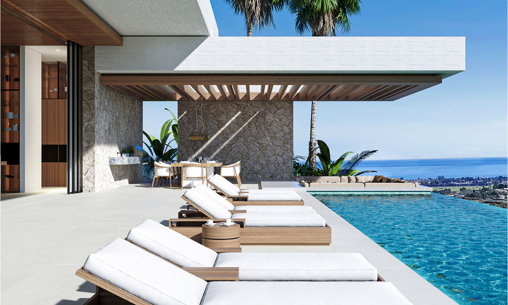 Architectonische nieuwbouwvilla te koop, met panoramisch zeezicht in een gated community in Benahavis - Marbella 69530