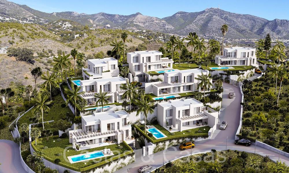 7 geavanceerde nieuwbouwvilla’s met panoramisch zeezicht te koop in de heuvels van Mijas Pueblo, Costa del Sol 70100